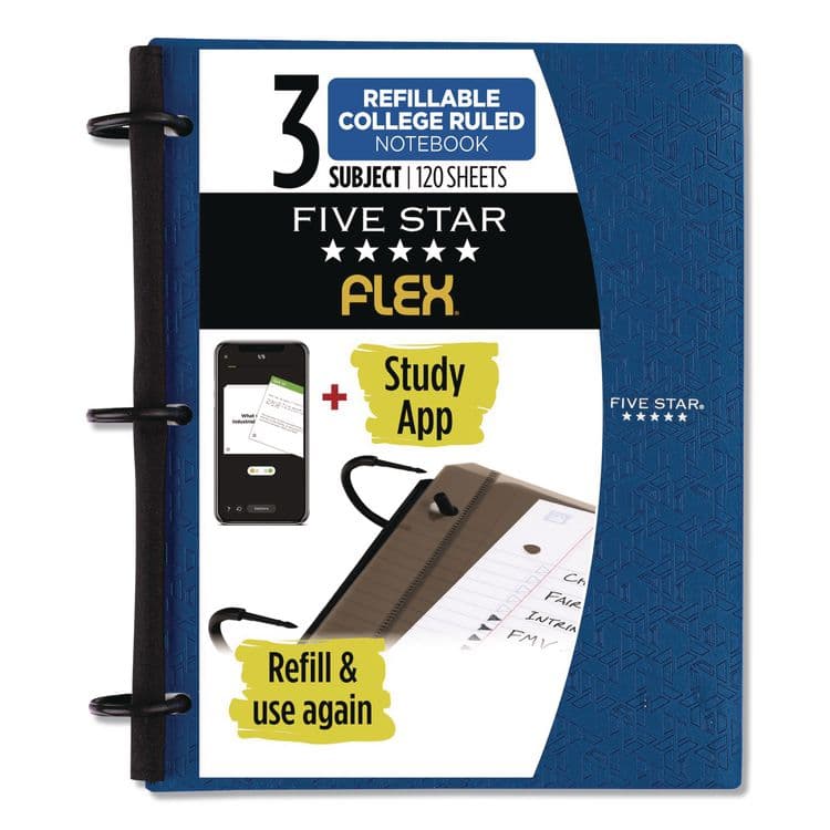 MEAD PRODUCTS FLEX Notebinder, 1" TechLock Rings, 3-Subject, Medium/College Rule, Randomly Assorted Cover Colors, (120) 11 x 8.5 Sheets (ACC08126)