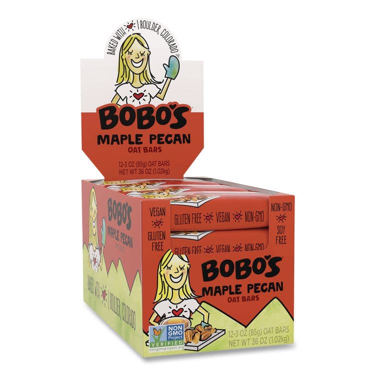 BOBO'S Oatmeal Bars, Maple Pecan, 3 oz Individually Wrapped, 12/Box (BBO00059)