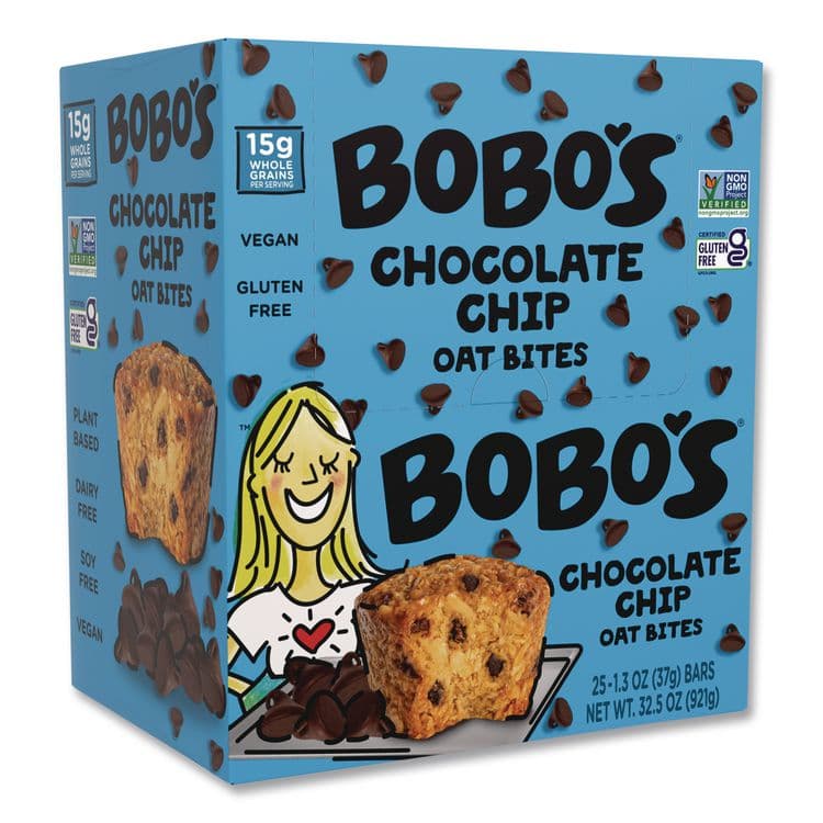 BOBO'S Oatmeal Bites, Chocolate Chip, 1.3 oz Individually Wrapped, 25/Box (BBO00214)