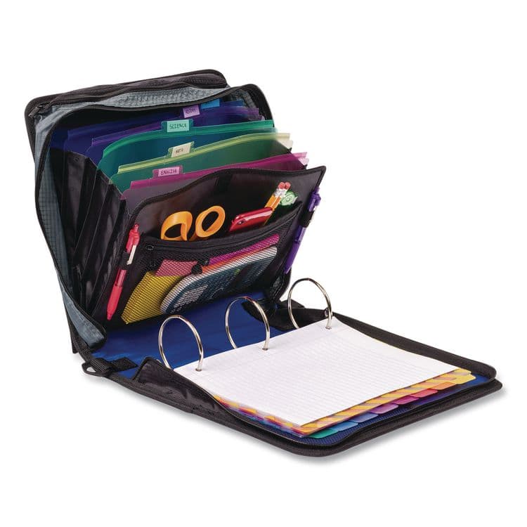 CASE IT Mighty Zip Tab Binder, 3 Rings, 3" Capacity, 11 x 8.5, Blue (CAED146BLUE) thumbnail 3