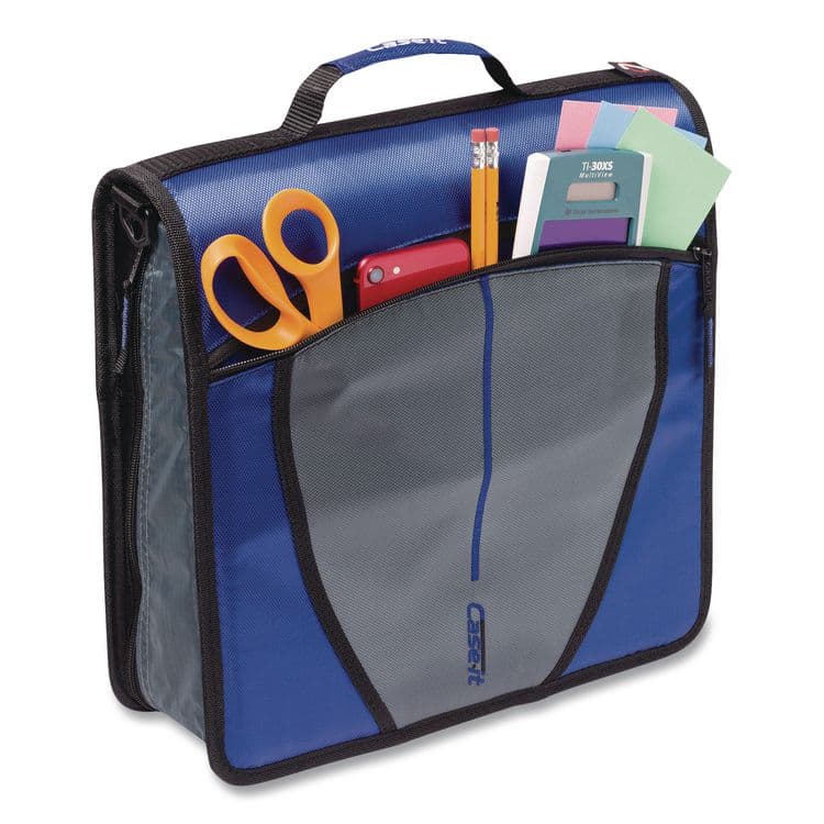 CASE IT Mighty Zip Tab Binder, 3 Rings, 3" Capacity, 11 x 8.5, Blue (CAED146BLUE) thumbnail 4