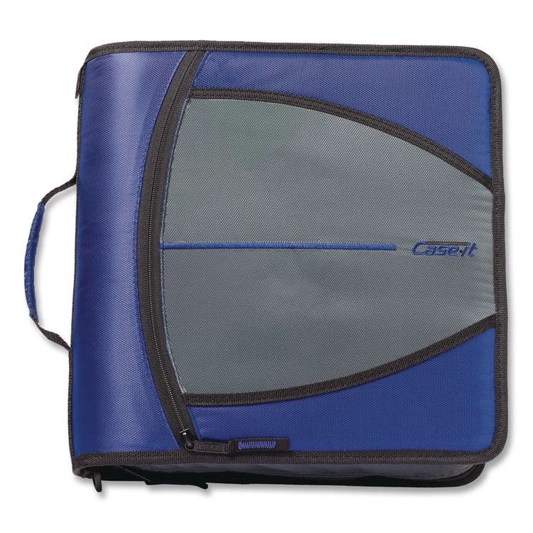 CASE IT Mighty Zip Tab Binder, 3 Rings, 3" Capacity, 11 x 8.5, Blue (CAED146BLUE)