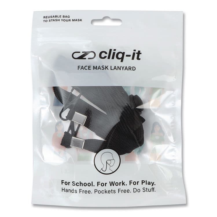 CLIQ-IT Face Mask Lanyard, Plastic Fastener, 30" Long, Black (CQTCL61312BL) thumbnail 4