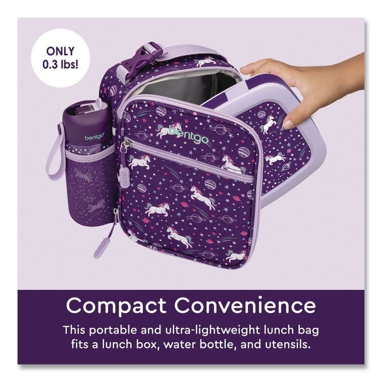 BENTGO Kids Insulated Lunch Tote, Unicorns Theme, 7.3" x 3.5" x 9.5", Purple/Multicolor (BEODBGUNI) thumbnail 4