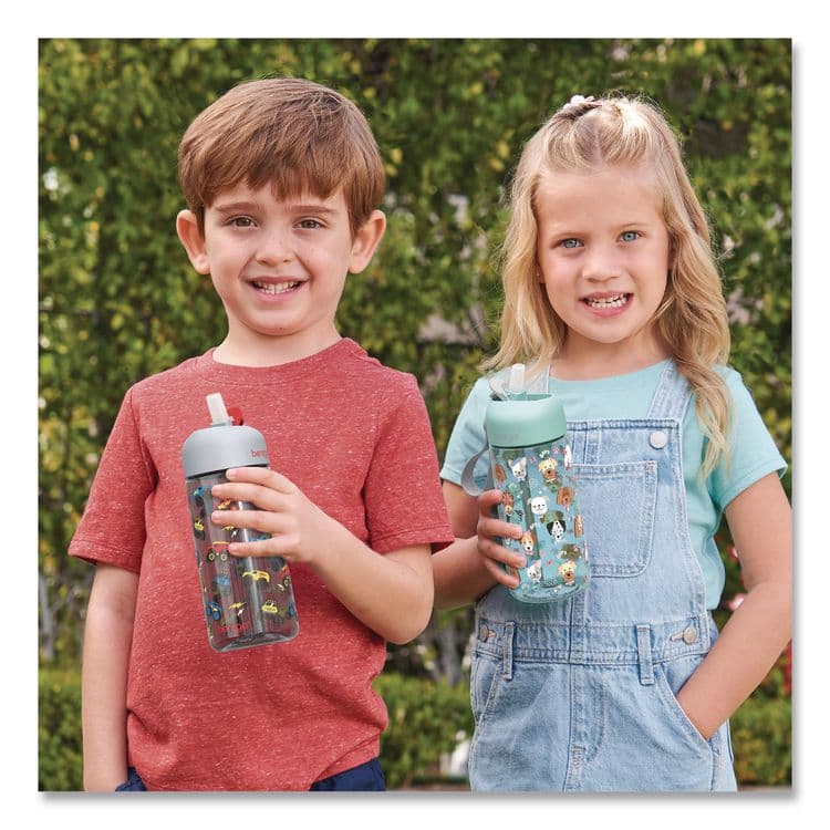 BENTGO Puppy Love Plastic Water Bottle, 15 oz, Multicolor (BEODWB1PPY) thumbnail 2