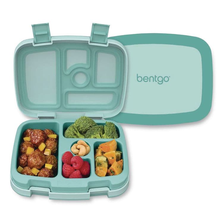 BENTGO Kids Five-Compartment Bento Box, 8.5" x 6.5" x 2", Seafoam Green (BEOKIDSSF)