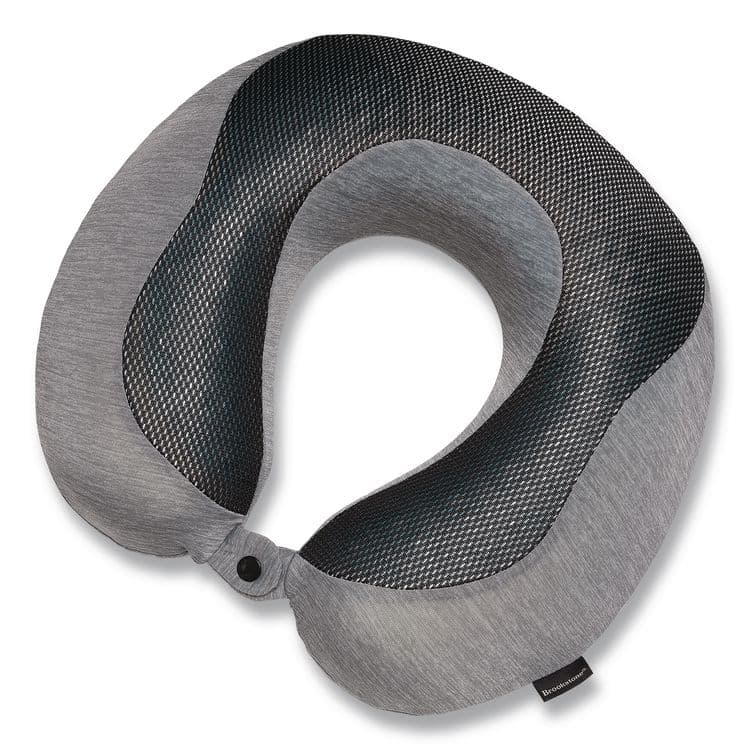 BROOKSTONE U-Shaped Memory Foam Travel Pillow, One Size Fits Most, 12.6 x 3.74 x 12.2, Gray/Black (BKTBNPM0007) thumbnail 2