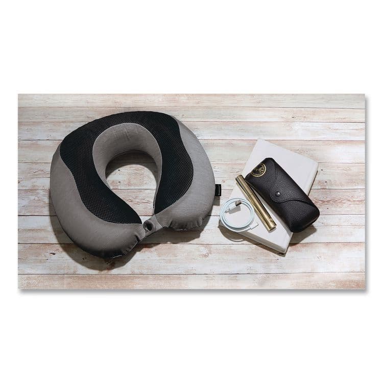 BROOKSTONE U-Shaped Memory Foam Travel Pillow, One Size Fits Most, 12.6 x 3.74 x 12.2, Gray/Black (BKTBNPM0007) thumbnail 3