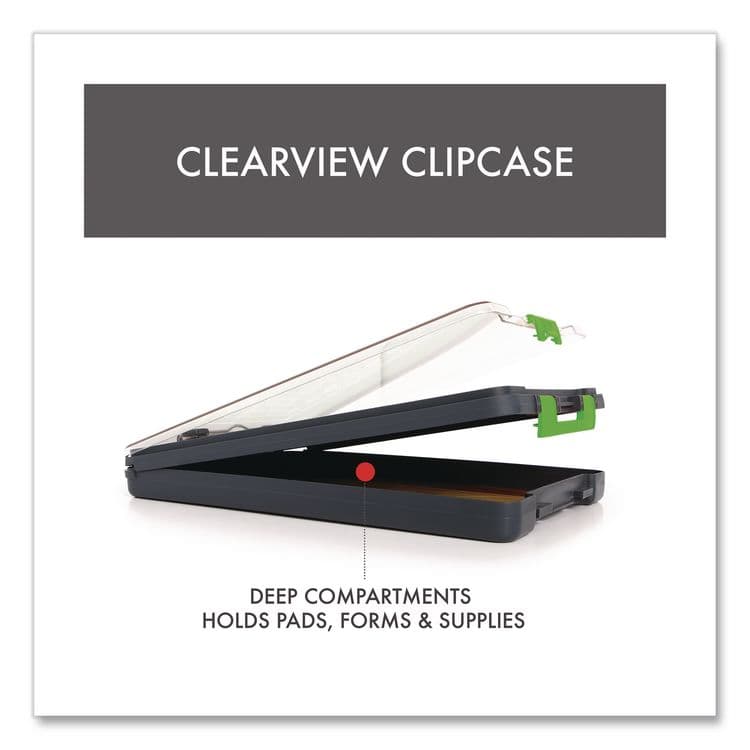 DEXAS INTL ClearView Clipcase Storage Clipboard, 0.35" Clip Capacity, Holds 8.87 x 12.25 Sheets, Gray/Green (DSE5717802) thumbnail 3
