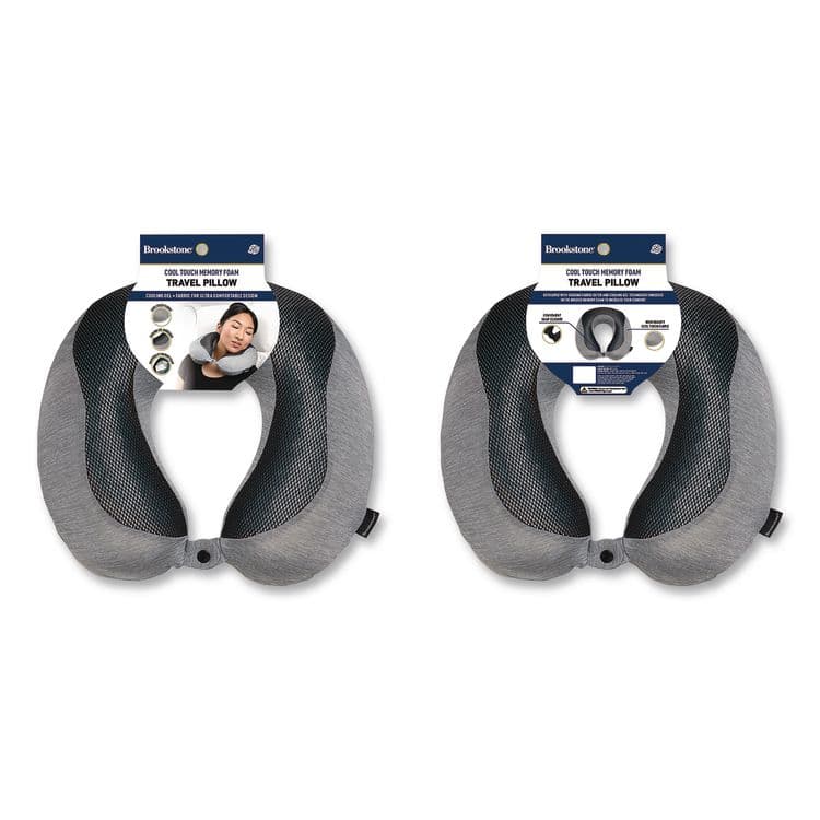 BROOKSTONE U-Shaped Memory Foam Travel Pillow, One Size Fits Most, 12.6 x 3.74 x 12.2, Gray/Black (BKTBNPM0007) thumbnail 4