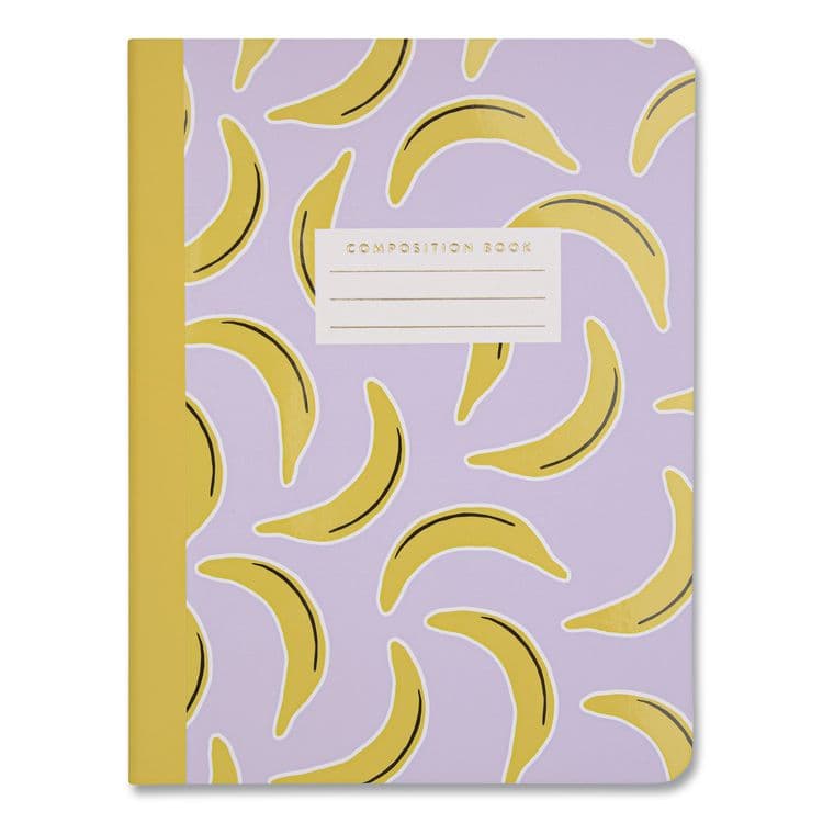 DESIGNWORKS INK Designer Composition Book, Randomly Assorted Banana and Strawberry Cover Designs, Wide/Legal Rule, (80) 9.75 x 7.5 Sheets (DWOTCOMPA114ST)