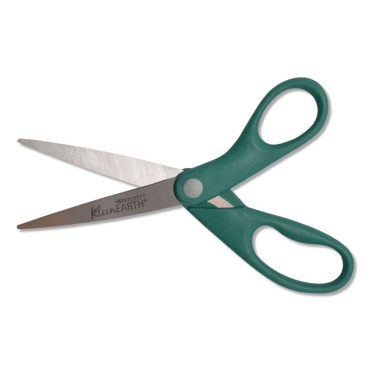 ACME UNITED CORPORATION KleenEarth Rice Husk Scissors, Pointed Tip, 8" Long, Straight Blue/Green Handle, 2/Pack (ACM14882036) thumbnail 4