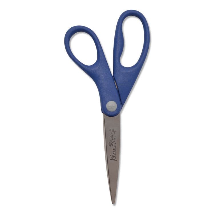 ACME UNITED CORPORATION KleenEarth Rice Husk Scissors, Pointed Tip, 8" Long, Straight Blue/Green Handle, 2/Pack (ACM14882036) thumbnail 3