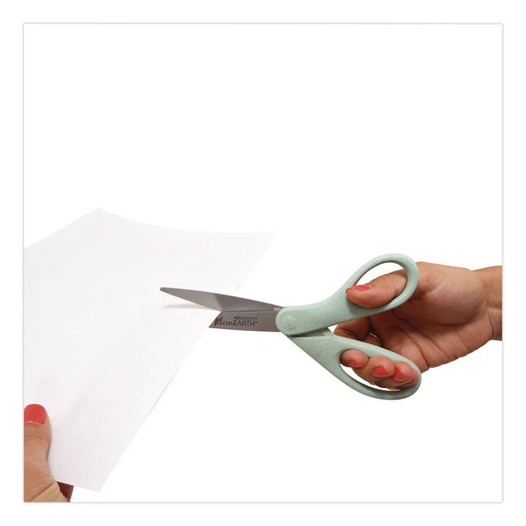 ACME UNITED CORPORATION KleenEarth Rice Husk Scissors, Pointed Tip, 8" Long, Straight Sage Blue Handle (ACM17350) thumbnail 4