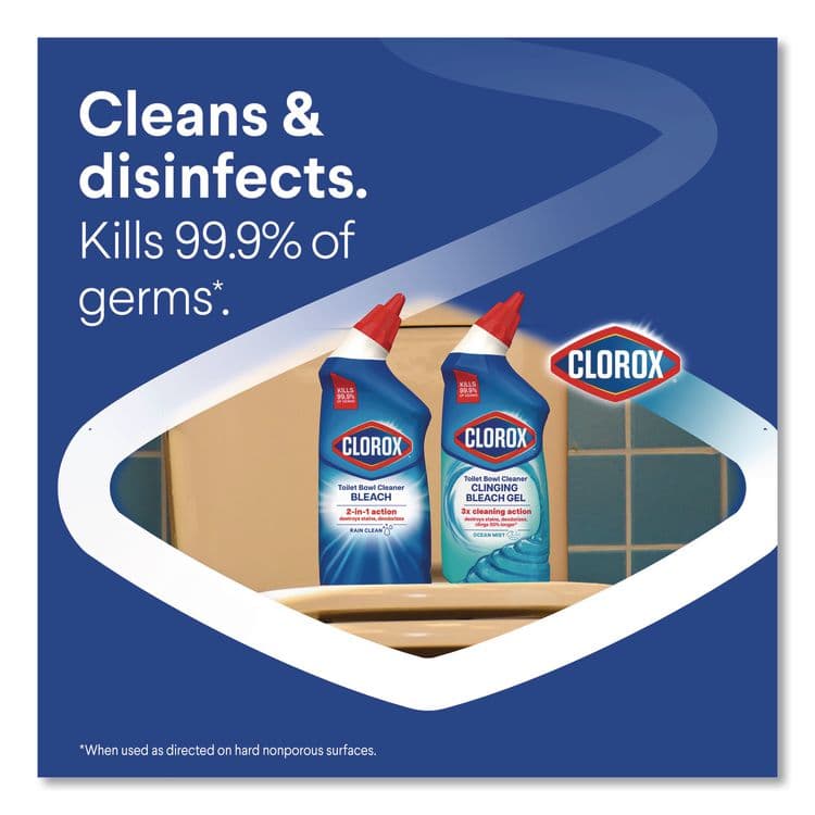CLOROX SALES CO. Disinfecting Toilet Bowl Cleaner with Bleach, Rain Clean Scent, 24 oz Bottle, 2/Pack, 6 Packs/Carton (CLO30924CT) thumbnail 4