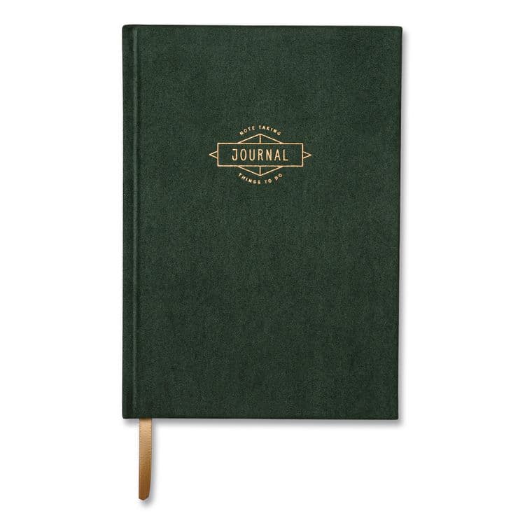 DESIGNWORKS INK Hardcover Journal, Narrow Rule, Green/Gold Soft-Touch Synthetic Suede Cover, (80) 7.88 x 5.5 Sheets (DWOTJB5824ST)