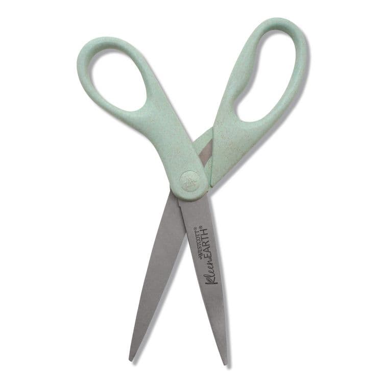 ACME UNITED CORPORATION KleenEarth Rice Husk Scissors, Pointed Tip, 8" Long, Straight Sage Blue Handle (ACM17350) thumbnail 2