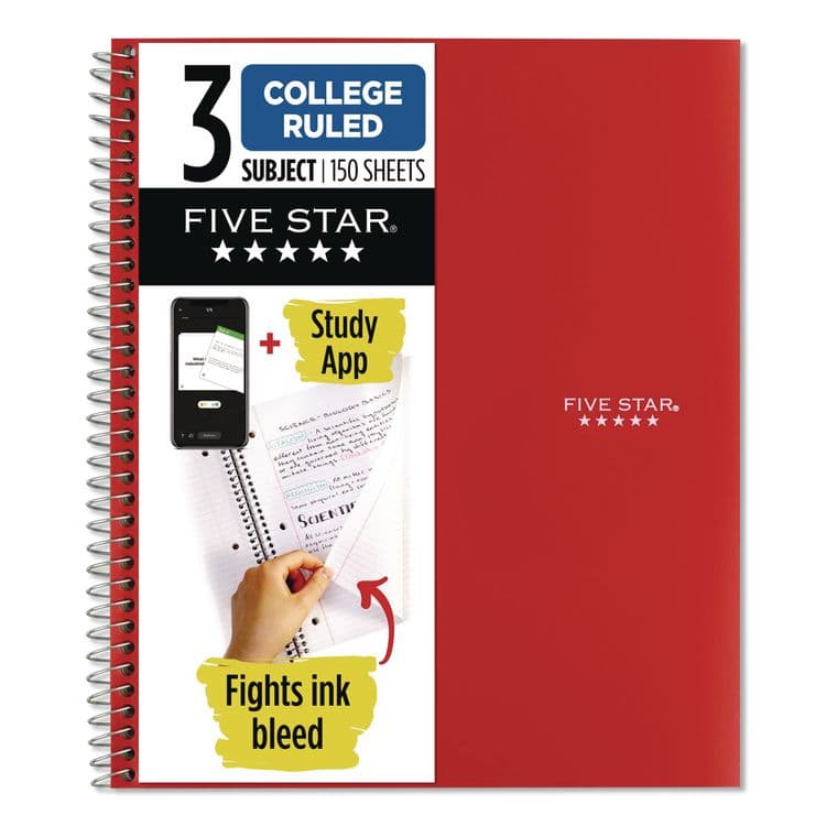MEAD PRODUCTS Wirebound Notebook, 3-Subject, Medium/College Rule, Fire Red Cover, (150) 11 x 8.5 Sheets (ACC72065)