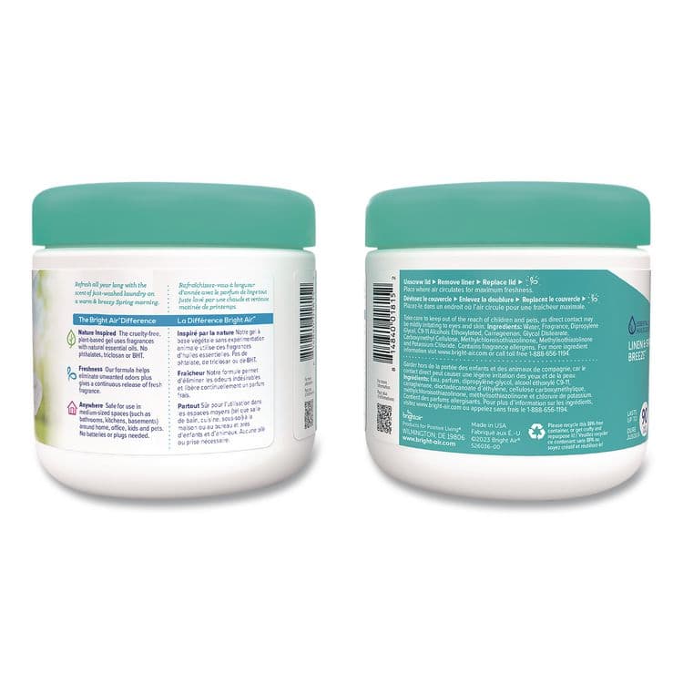 BRIGHT AIR Super Odor Eliminator, Linen and Spring Breeze, 14 oz Jar, 6/Carton (BRI901046CT) thumbnail 4