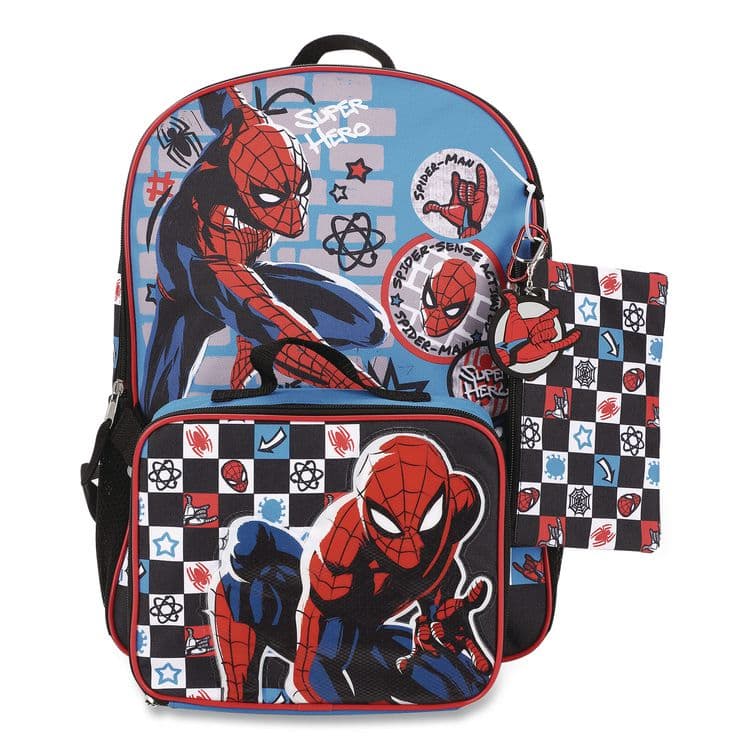 BIOWORLD MERCHANDISING Spiderman Kids 5-Piece Backpack Set, 16", Multicolor (BWRB1B7XT6USMSB)