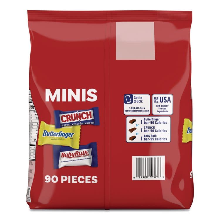FERRERO Baby Ruth, Butterfinger, Crunch Minis Party Pack, 90 Pieces, 32.4 oz Bag (FER689517) thumbnail 2