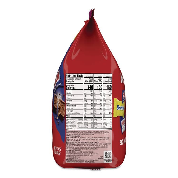 FERRERO Baby Ruth, Butterfinger, Crunch Minis Party Pack, 90 Pieces, 32.4 oz Bag (FER689517) thumbnail 3