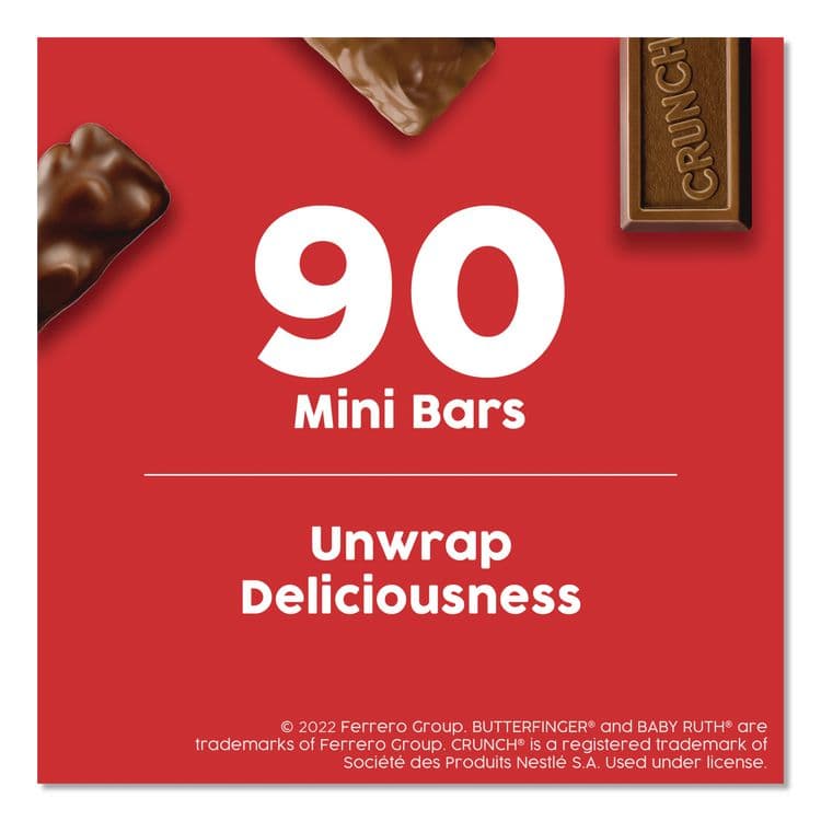 FERRERO Baby Ruth, Butterfinger, Crunch Minis Party Pack, 90 Pieces, 32.4 oz Bag (FER689517) thumbnail 4