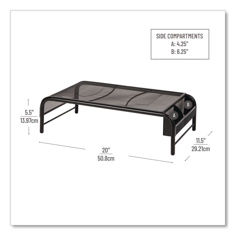 EMS MIND READER LLC Metal Mesh Monitor Stand, For Up to 24" Monitors, 19" x 10.5" x 5.5", Black, Supports 22 lb (EMSMESHMBLK) thumbnail 3