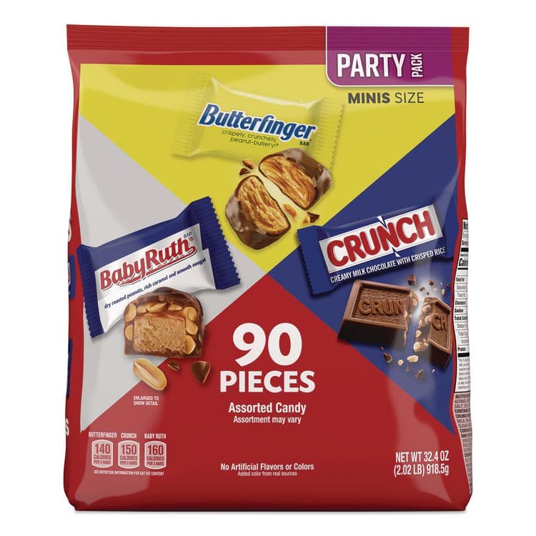 FERRERO Baby Ruth, Butterfinger, Crunch Minis Party Pack, 90 Pieces, 32.4 oz Bag (FER689517)