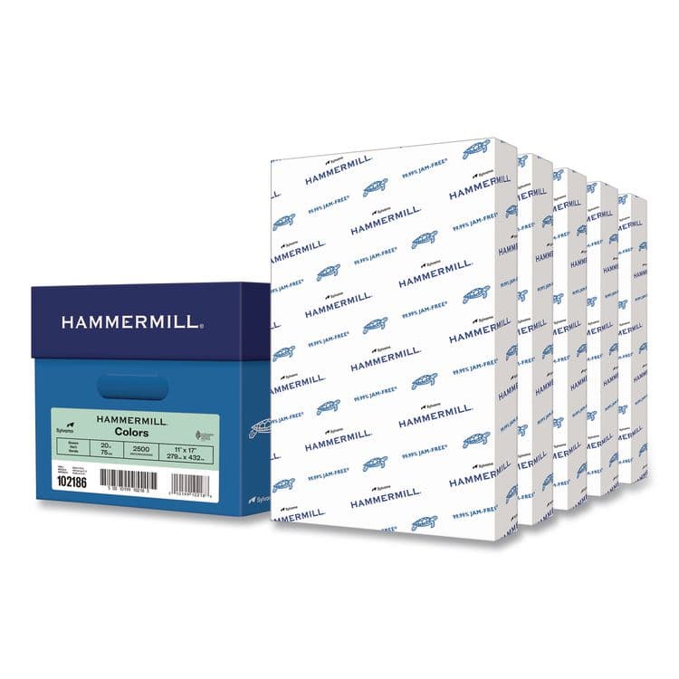 HAMMERMILL/HP EVERYDAY PAPERS Colors Print Paper, 20 lb Bond Weight, 11 x 17, Green, 500 Sheets/Ream, 5 Reams/Carton (HAM102186CT)