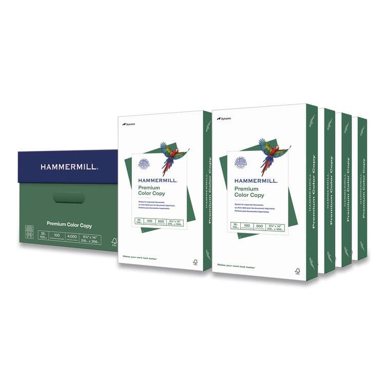 HAMMERMILL/HP EVERYDAY PAPERS Premium Color Copy Print Paper, 100 Bright, 28 lb Bond Weight, 8.5 x 14, Photo White, 500 Sheets/Ream, 8 Reams/Carton (HAM102475CT)