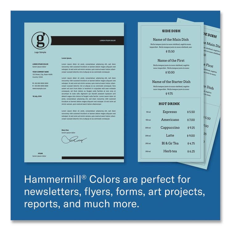 HAMMERMILL/HP EVERYDAY PAPERS Colors Print Paper, 24 lb Bond Weight, 8.5 x 11, Blue, 500/Ream (HAM103671) thumbnail 3