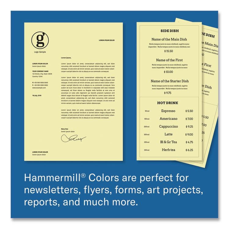 HAMMERMILL/HP EVERYDAY PAPERS Colors Print Paper, 24 lb Bond Weight, 8.5 x 11, Canary, 500/Ream (HAM104307) thumbnail 3