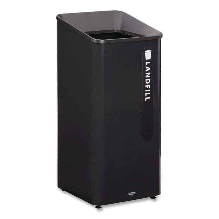 RUBBERMAID COMMERCIAL PROD. Sustain Decorative Refuse with Recycling Lid, 23 gal, Metal/Plastic, Black (RCP2078988)