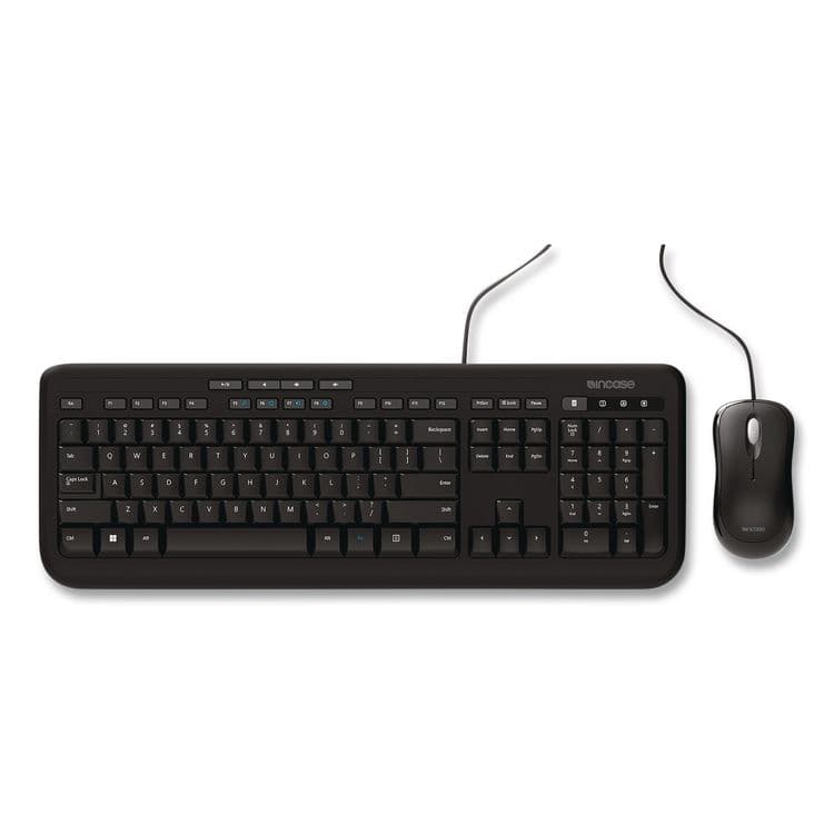 INCASE Wired Desktop 600 Keyboard and Optical Mouse Combo, USB, Black (ICAAPB00001)
