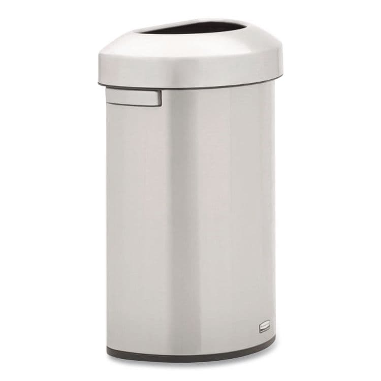 RUBBERMAID COMMERCIAL PROD. Refine Series Half Round Waste Receptacle, 16 gal, Plastic/Stainless Steel (RCP2147550)