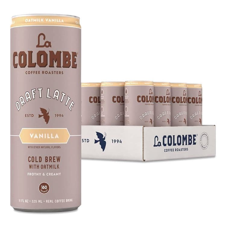 LA COLOMBE COFFEE ROASTERS Draft Latte Cold Brew, Vanilla Latte with Oat Milk, 11 oz Can, 12/Carton (LALLCT00521)