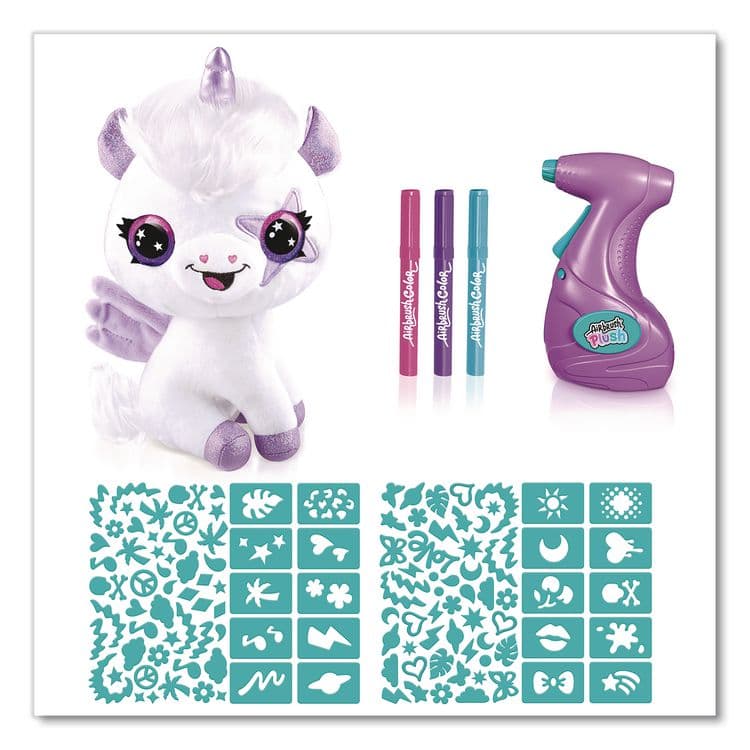 CANAL TOYS Airbrush Plush Glow-in-the-Dark Unicorn with Airbrush Tool, (3) Washable Ink Tubes and (60) Stick-On Stencils, Ages 6 and Up (LTP2283308) thumbnail 4