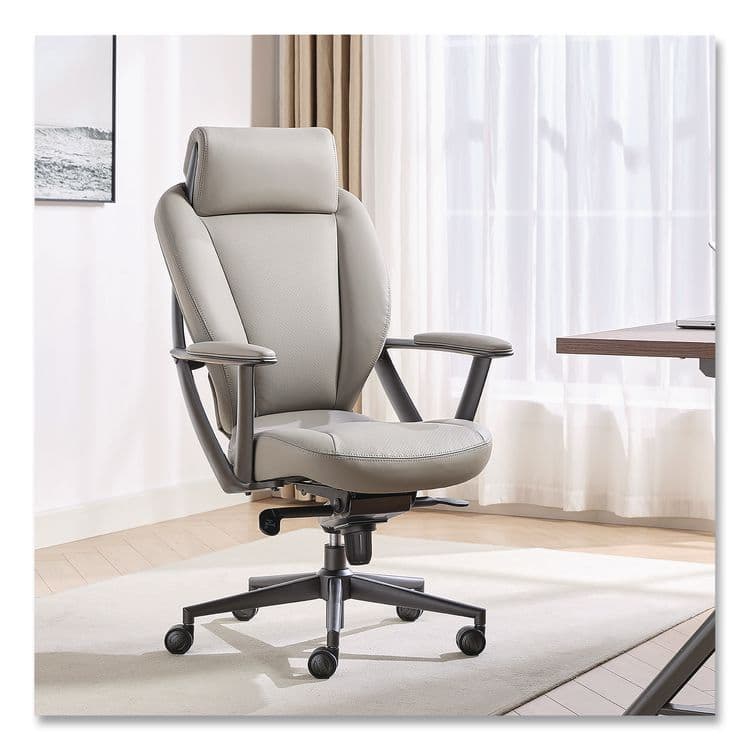 LA-Z-BOY CHAIR COMPANY Vannes Ergonomic Executive Chair, Supports Up to 275 lb, 20.5" to 23.5" Seat Height, Light Gray Seat and Back, Dark Gray Base (LZB60101GRY) thumbnail 2