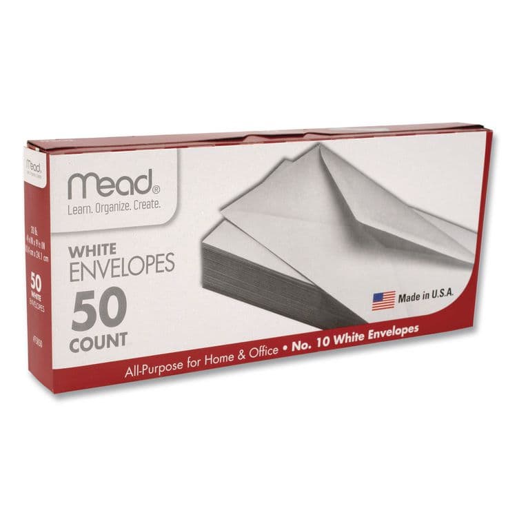 MEAD PRODUCTS #10 Business Envelopes, Monarch Flap, Gummed Closure, 4.13 x 9.5, White, 50/Pack (MEA75050)