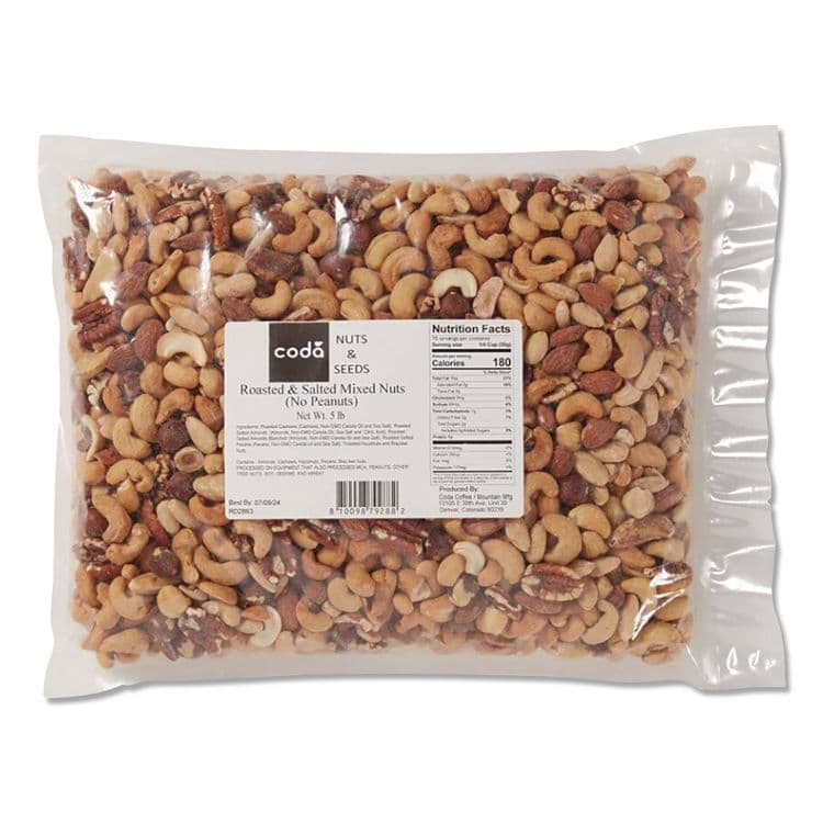 PERFORMANCE FOOD GROUP Coda Roasted and Salted Mixed Nuts, 5 lb Bag, 4/Carton (MMGCDA92926) thumbnail 4