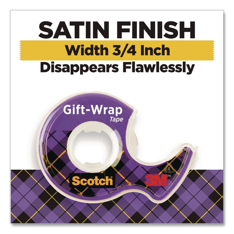 3M/COMMERCIAL TAPE DIV. Gift Wrap Tape with Dispenser, 1" Core, 0.75" x 50 ft, Clear, 6/Pack (MMM615SIOC) thumbnail 2