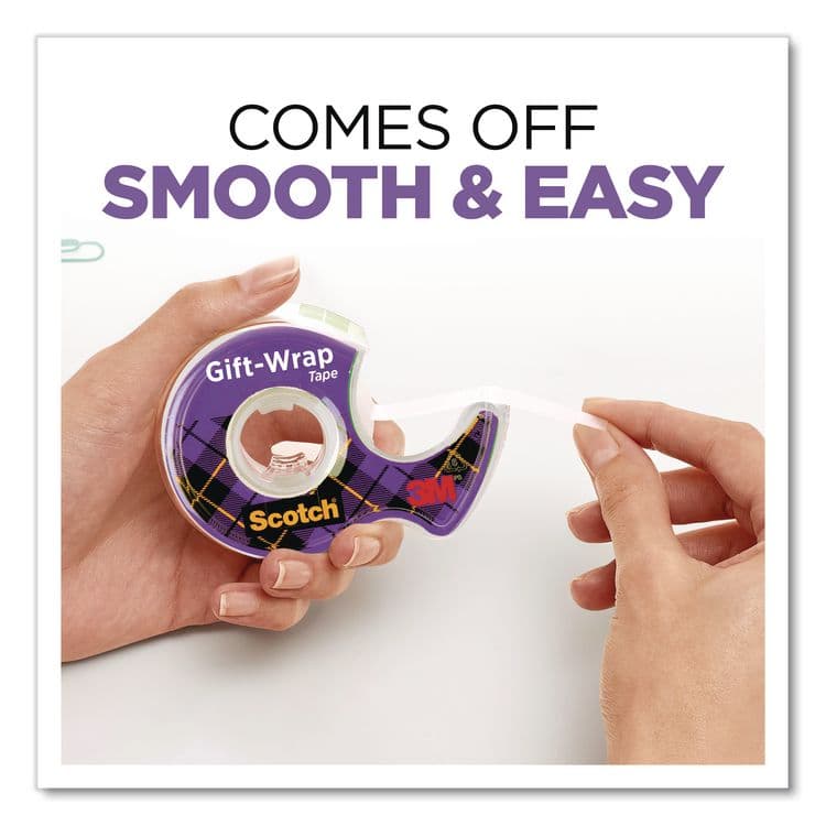 3M/COMMERCIAL TAPE DIV. Gift Wrap Tape with Dispenser, 1" Core, 0.75" x 50 ft, Clear, 6/Pack (MMM615SIOC) thumbnail 4