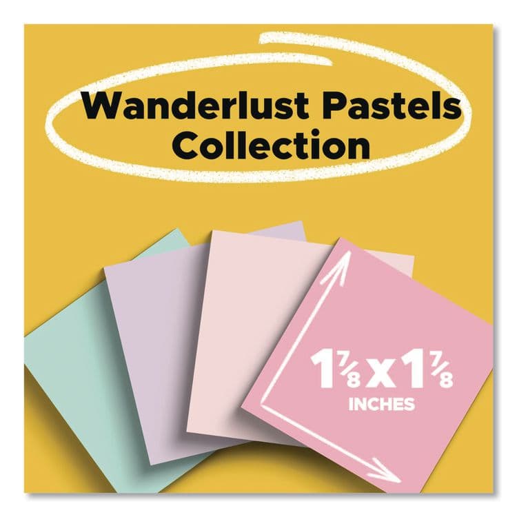 3M/COMMERCIAL TAPE DIV. Recycled Notes in Wanderlust Pastels Collection Colors, 1.88" x 1.88", Assorted Colors, 70 Sheets/Pad, 18 Pads/Pack (MMM62218SSNRPCP) thumbnail 2