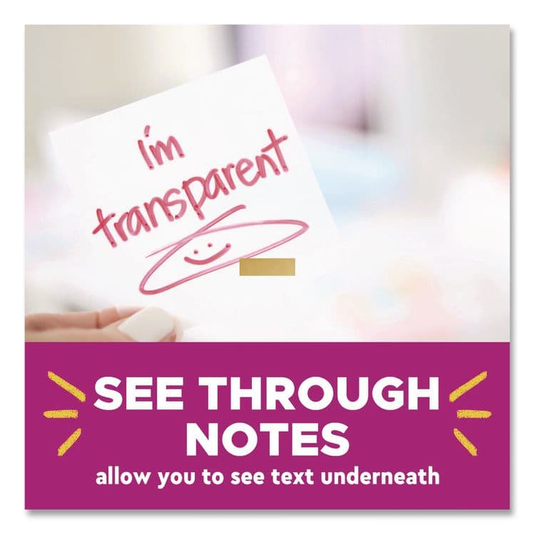 3M/COMMERCIAL TAPE DIV. Transparent Notes, 2.88" x 2.88", Assorted Colors, 36 Sheets/Pad, 2 Pads/Pack (MMM6002COL) thumbnail 4