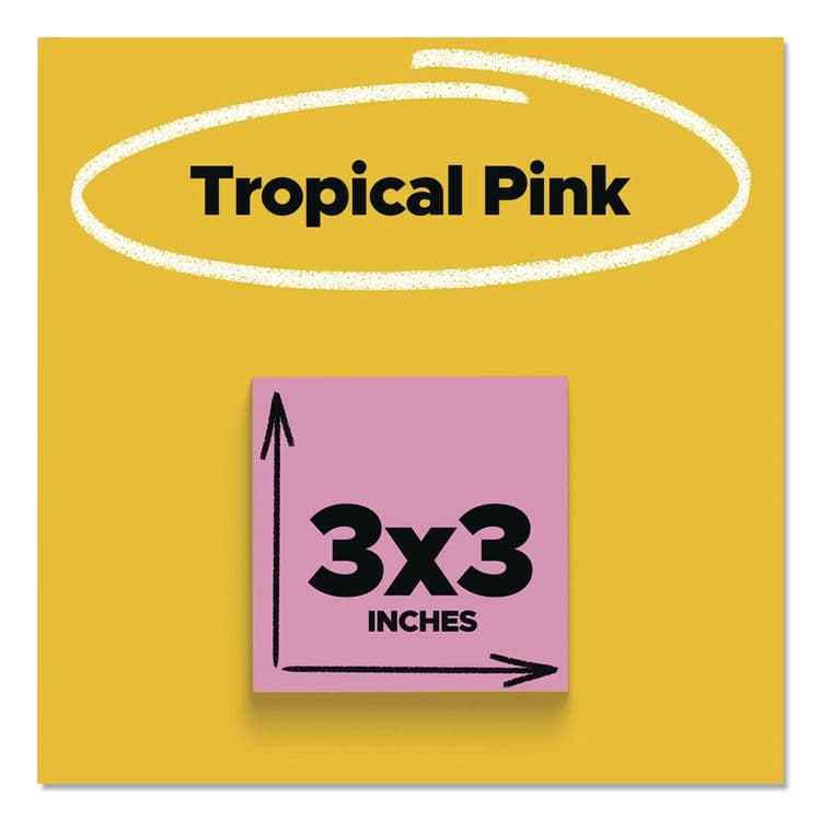 3M/COMMERCIAL TAPE DIV. Pads in Energy Boost Colors, 3" x 3", Tropical Pink, 90 Sheets/Pad, 5 Pads/Pack (MMM6545SSNP) thumbnail 2