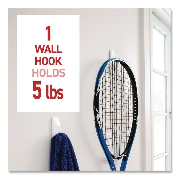 3M/COMMERCIAL TAPE DIV. Large Utility Hooks, Plastic, White, Supports 5 lb, 6/Pack (MMM170036ES) thumbnail 2