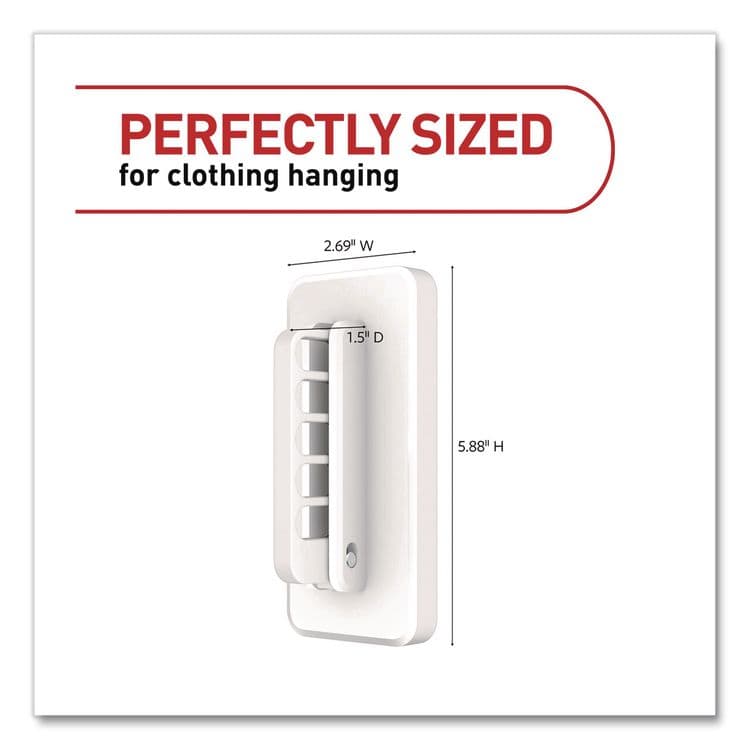 3M/COMMERCIAL TAPE DIV. Folding Clothes Hanger Arm, Individual Slots for Five Clothes Hangers, Plastic, White, Supports 7.5 lb (MMM17029ES) thumbnail 2