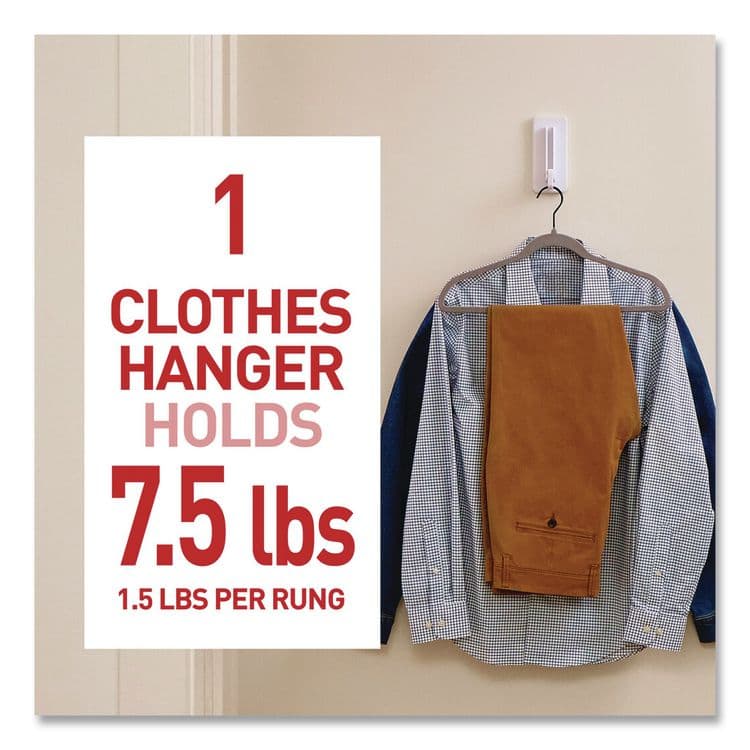 3M/COMMERCIAL TAPE DIV. Folding Clothes Hanger Arm, Individual Slots for Five Clothes Hangers, Plastic, White, Supports 7.5 lb (MMM17029ES) thumbnail 3