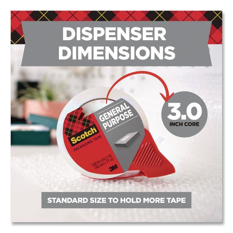 3M/COMMERCIAL TAPE DIV. General Purpose Packaging Tape with Dispenser, 3" Core, 1.88 x 84.2 yds, Clear (MMM335077RD36GC) thumbnail 4